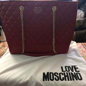 Brand new “LOVE MOSCHINO” red quilted tote bag